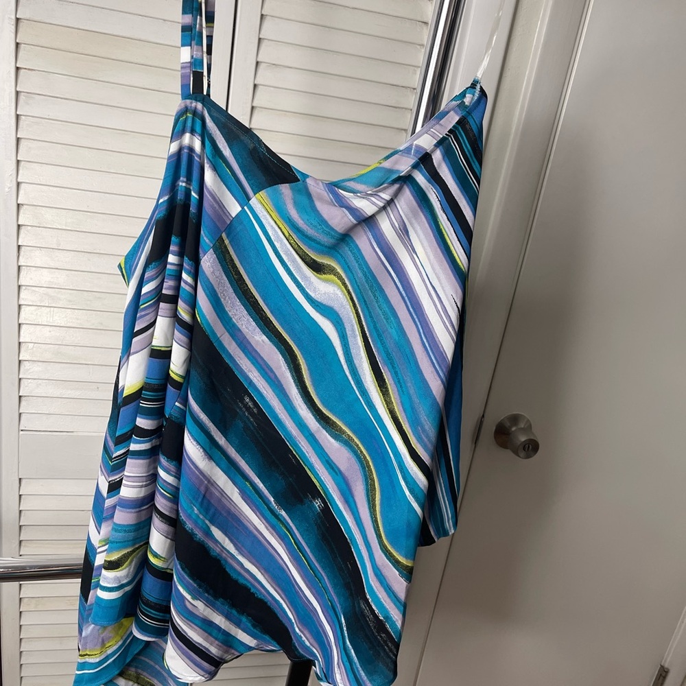Bold Elements Teal and White Striped Dress